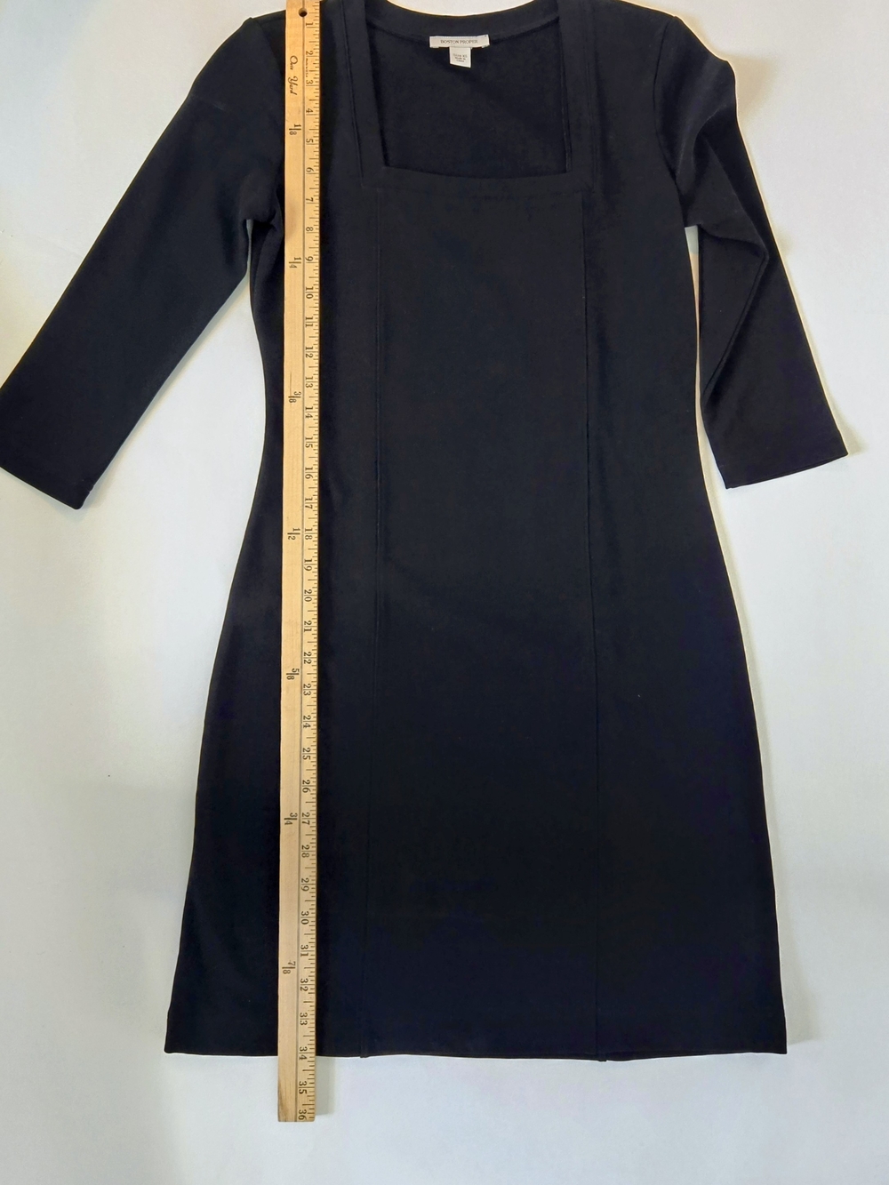 Boston Proper Square Neck Black Sheath Dress - Women's Size XS - Picture 5 of 10